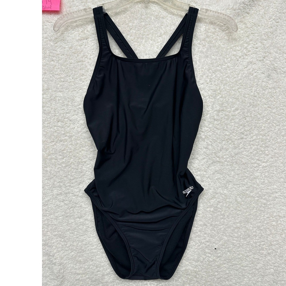 Speedo Pro LT Womens One Piece Swimsuit Size 12/38 Black Flyback Athletic Swim
